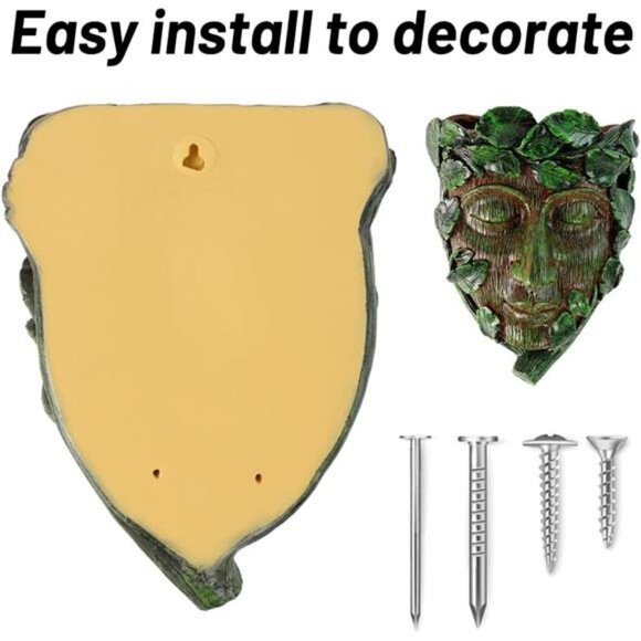 Tree Face Decor Flower Planter Pot Hand-Painted Resin Green Man Tree Hugger - Picture 6 of 8